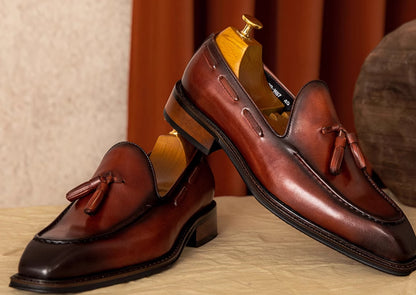 Men's Commuter's All-matching Fringed Leather Shoes Genuine Leather All-match Slip-on Loafers