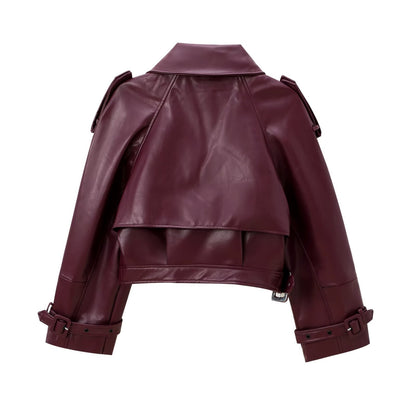 Model Style Profile Shoulder Motorcycle Short Coat Leather Fashion Jacket