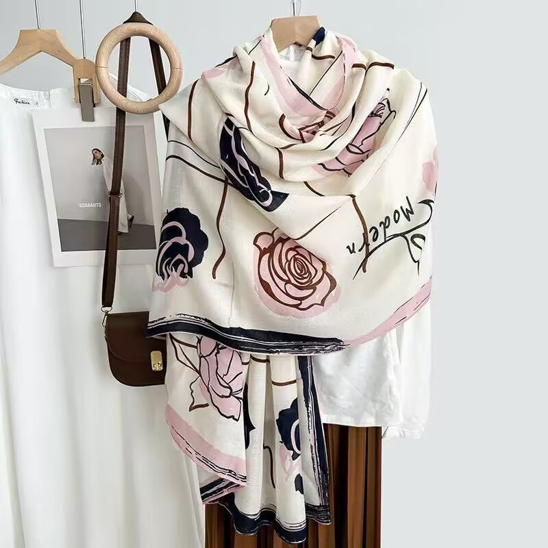 Cotton And Linen Scarf Thin And Silky Shawl Travel Sun-proof Beach Towel For Women