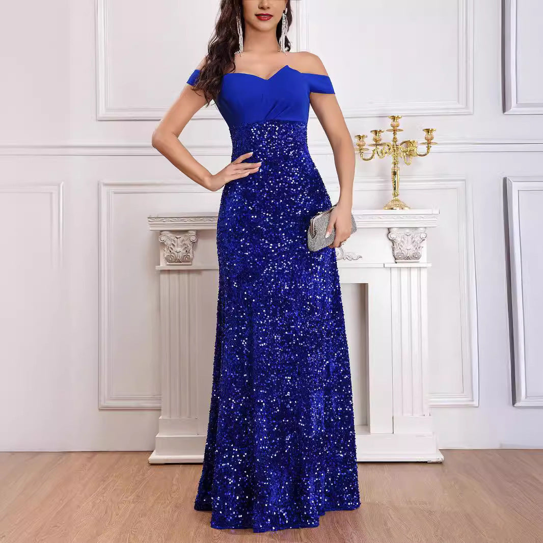 Elegant Sequins Off-shoulder Dress