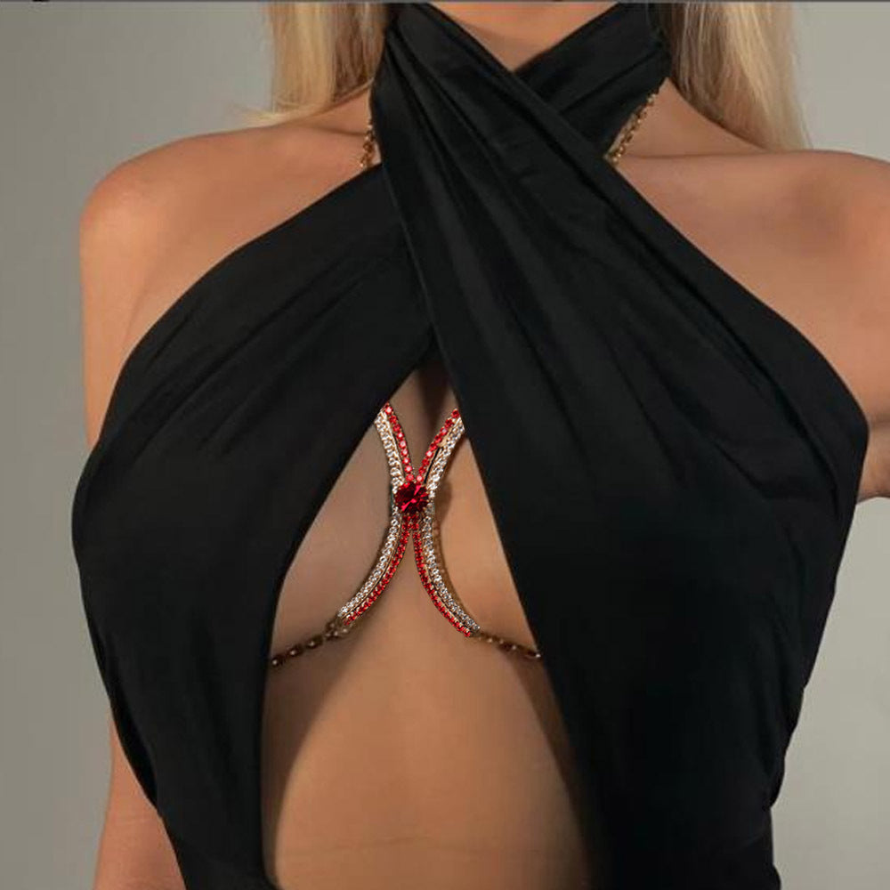 Women's Fashion Simple Rhinestone Chest Chain