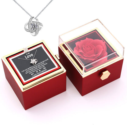 Rotating Soap Rose Jewelry Packing Box Necklace Gift Set