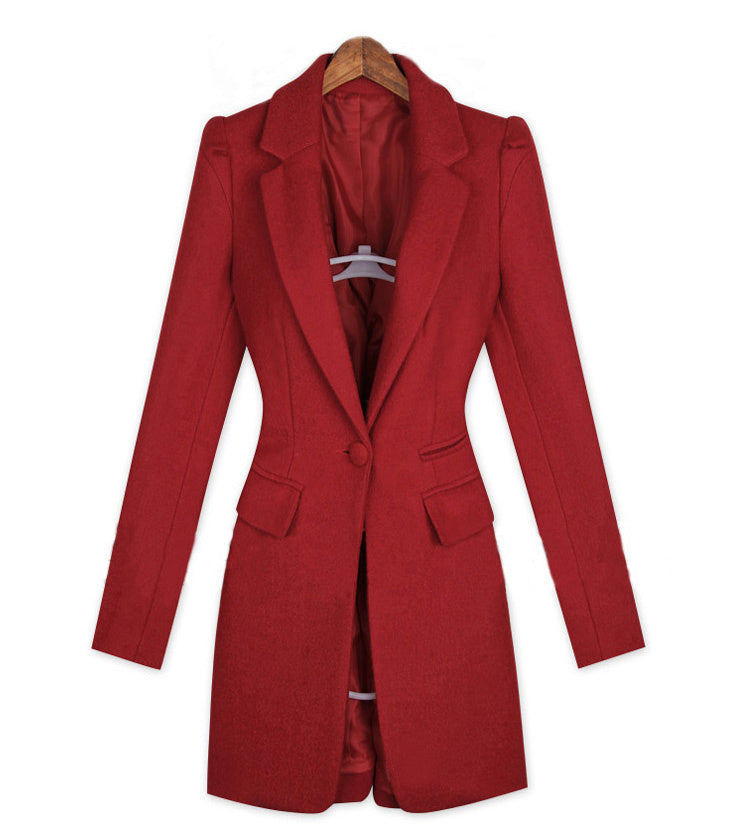 Autumn And Winter European And American Mid-length Slim-fit British Lunzi Woolen Coat Woolen Coat