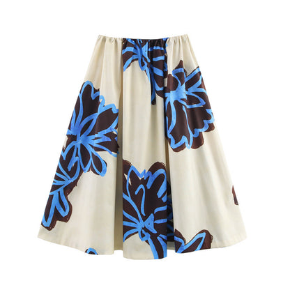 European And American Style Women's Fashionable, Elegant And Sexy High Waist Print Skirt