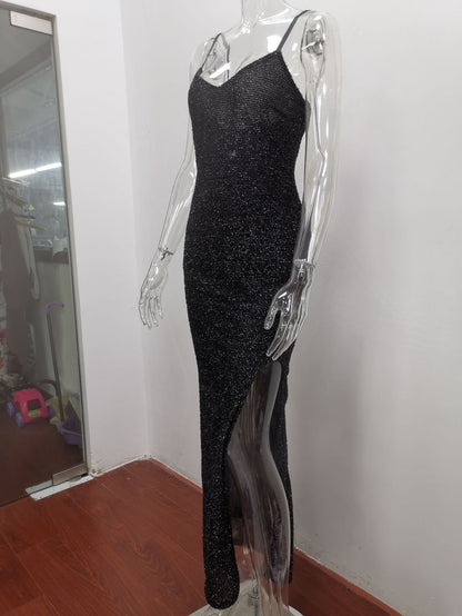 Women's High-end High-waisted Evening Dresses With Suspenders And V-necks