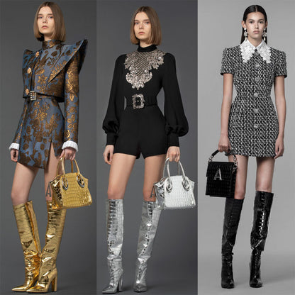 Women's Fashion Pointed Toe Stiletto Knee Boots