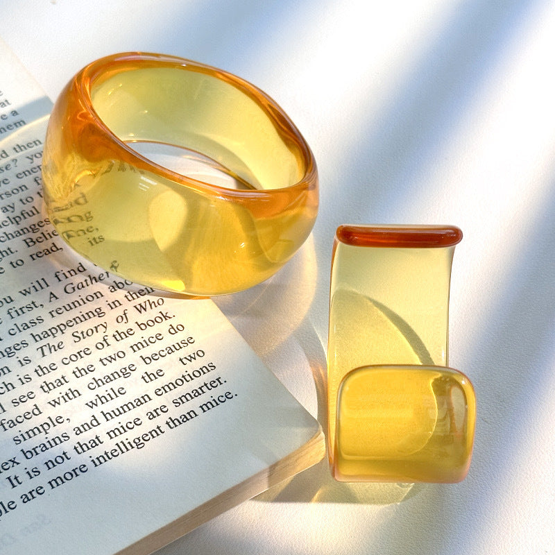 Resin Open Transparent Geometric Brown Bracelet For Women