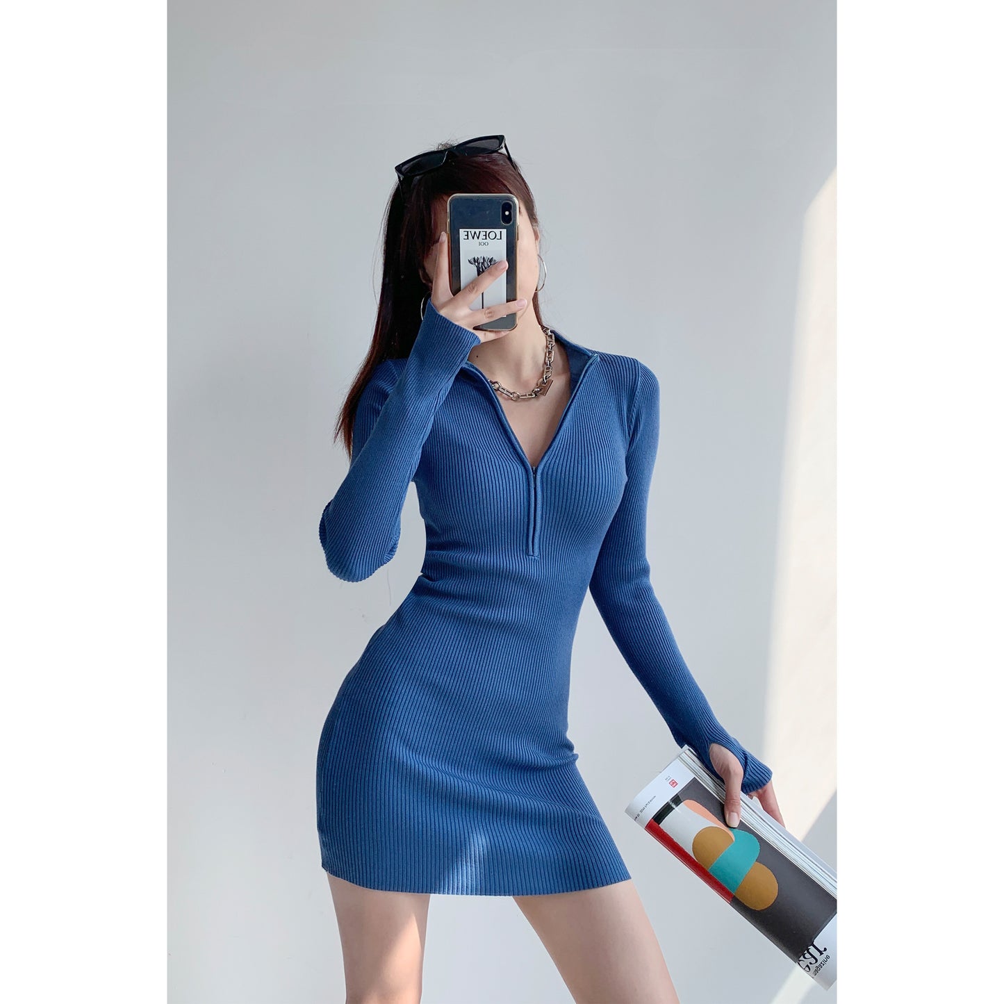 Women's Long Sleeve Knitted Tight Dress