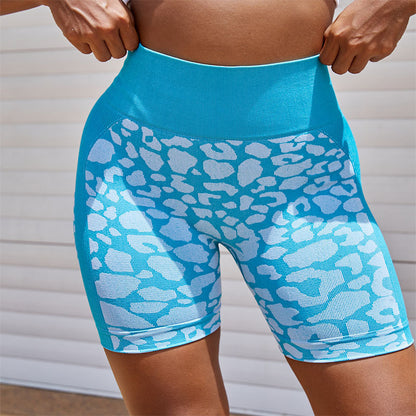 Leopard Print Yoga Shorts Hip Lifting Peach Hip Fitness Pants