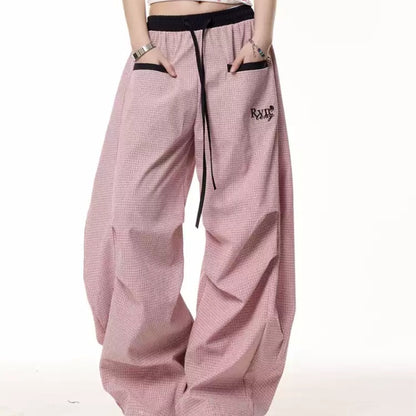 Retro Contrast Color Striped Matchet Pants Women's Summer Loose Drooping