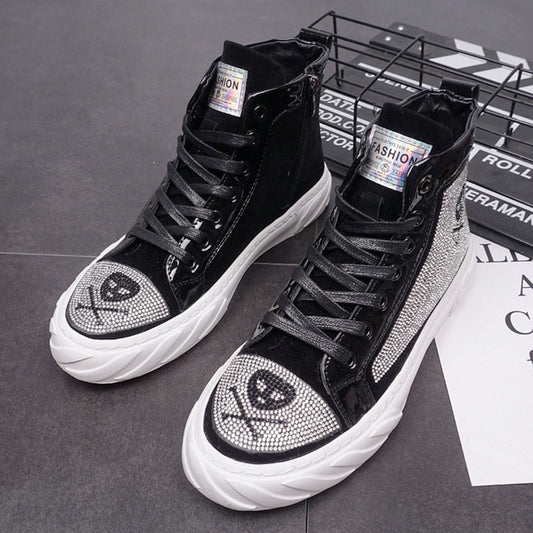 Casual High-top Sneakers With Synthetic Leather And Rubber Sole