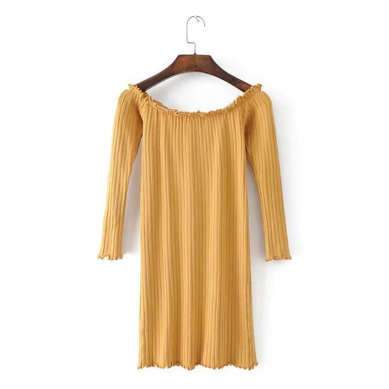 Women's Bottoming Slim Solid Color Knitted Dress