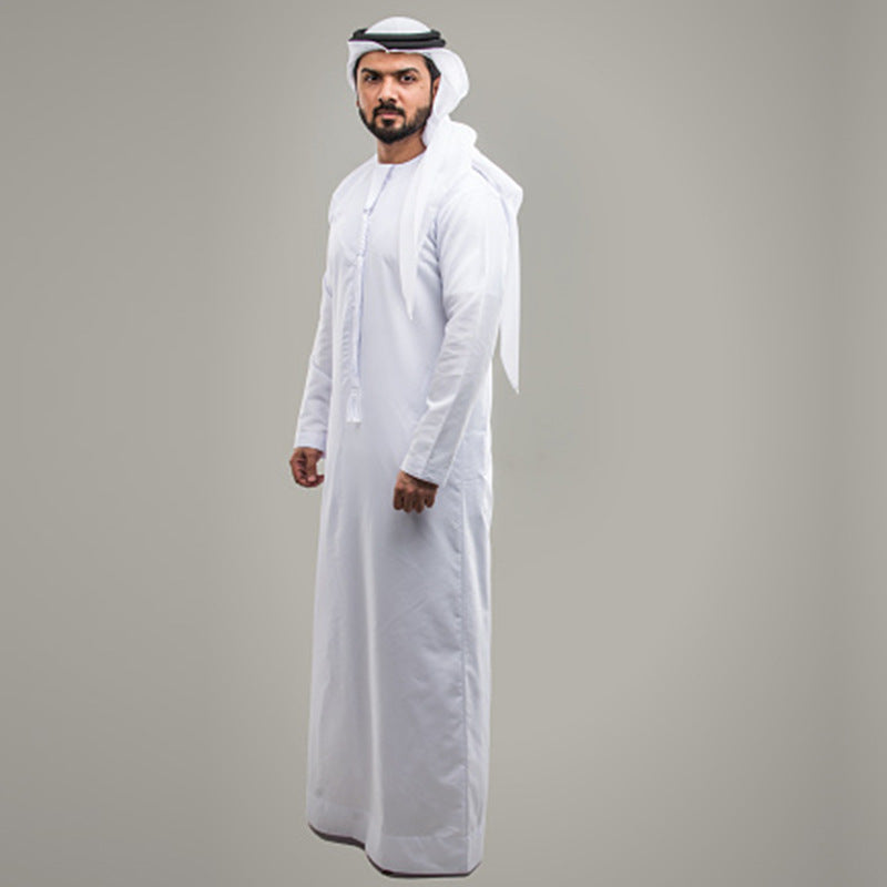 Middle East Oman Robe Men's Polyester Round Neck Gown