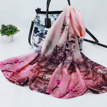 Women's Silk Scarf Shawl Sunscreen Scarf