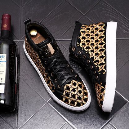 Men's Martin Boots Fashion Personality Embroidered High-top Sneakers