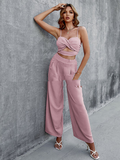 Temperament Commute Solid Color Vest Korean Pants Suit