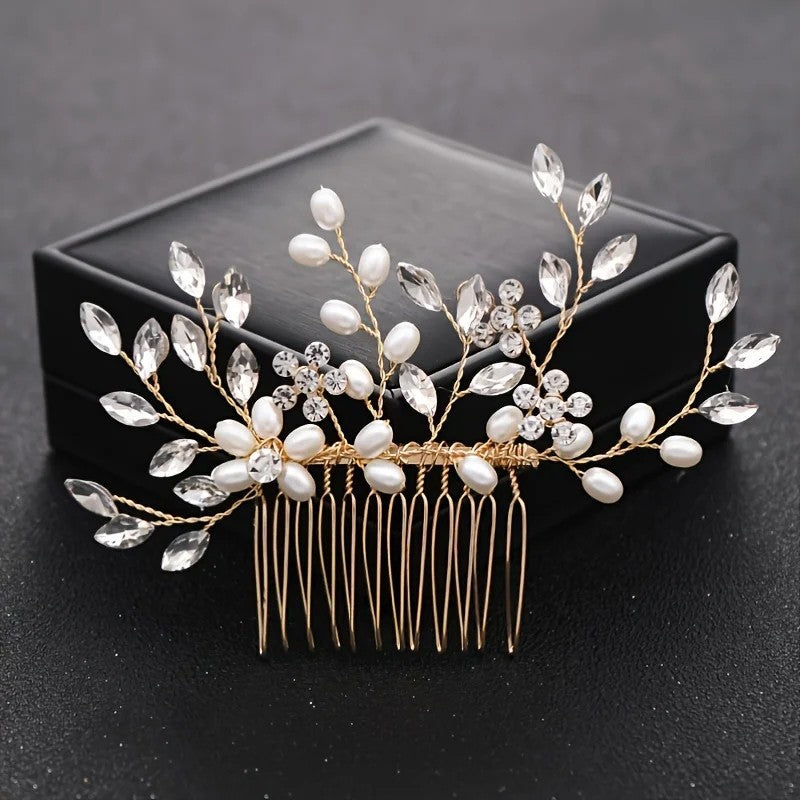 Handmade Pearl Crystal Hair Comb Simple Accessories
