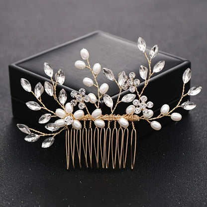 Handmade Pearl Crystal Hair Comb Simple Accessories