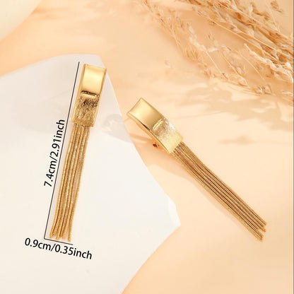 2pcs Fashionable Modern  Thin Chain Earrings, Gold Bead Tassel Earrings, Suitable For Women's Daily Party Wear, Birthday Gifts