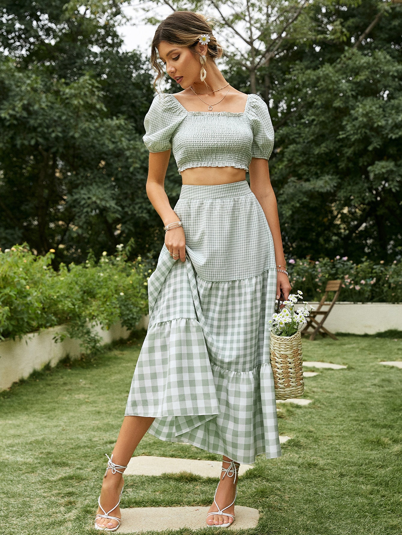 Fashion Casual Commuter Skirt Suit Half Body Solid Color Printing Temperament