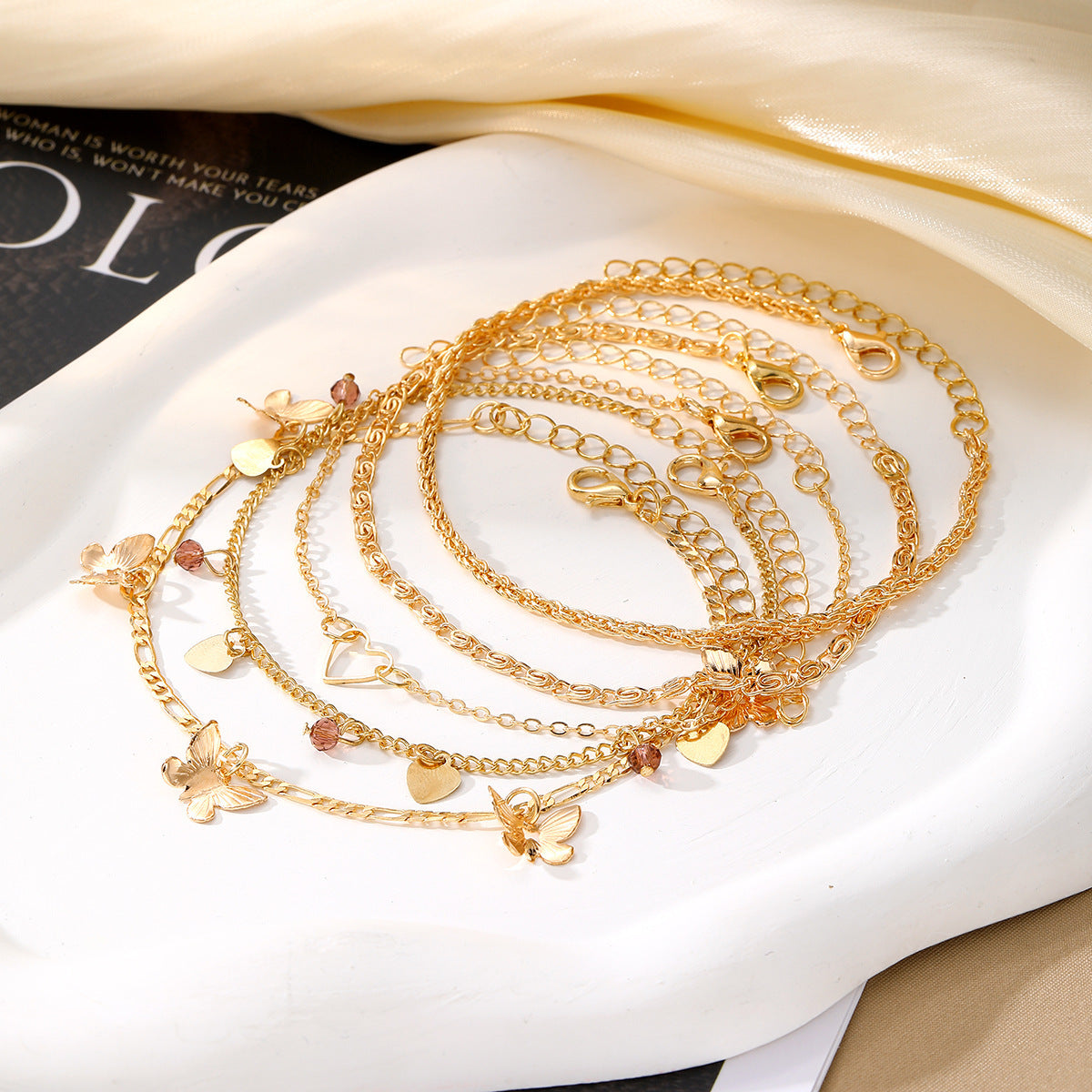 Butterfly Summer Beach Style Anklet Five-piece Set