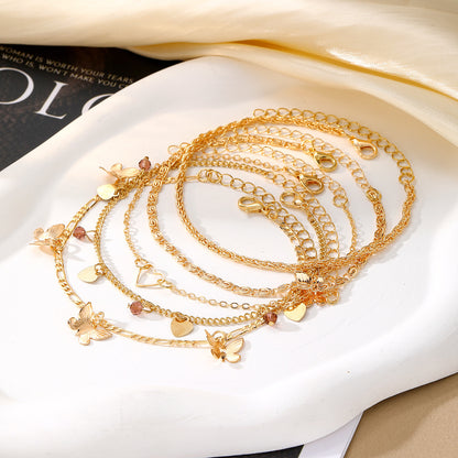 Butterfly Summer Beach Style Anklet Five-piece Set
