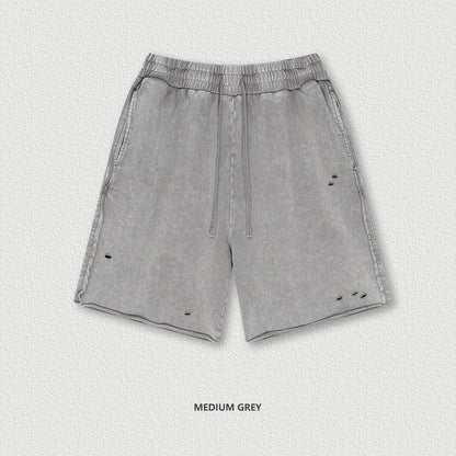 Washed Waxed Over-the-knee Shorts Men's Fifth Pants