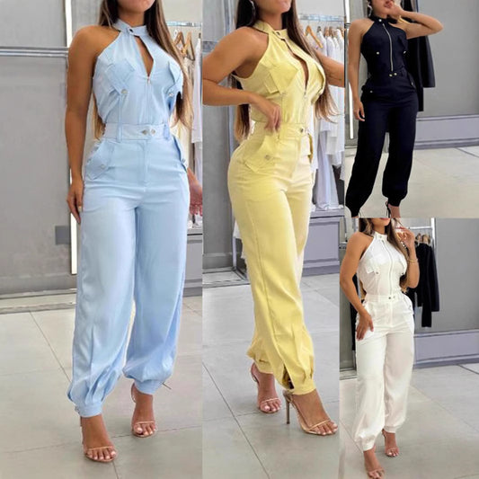 Halter Top Casual Working Pants Two-piece Suit