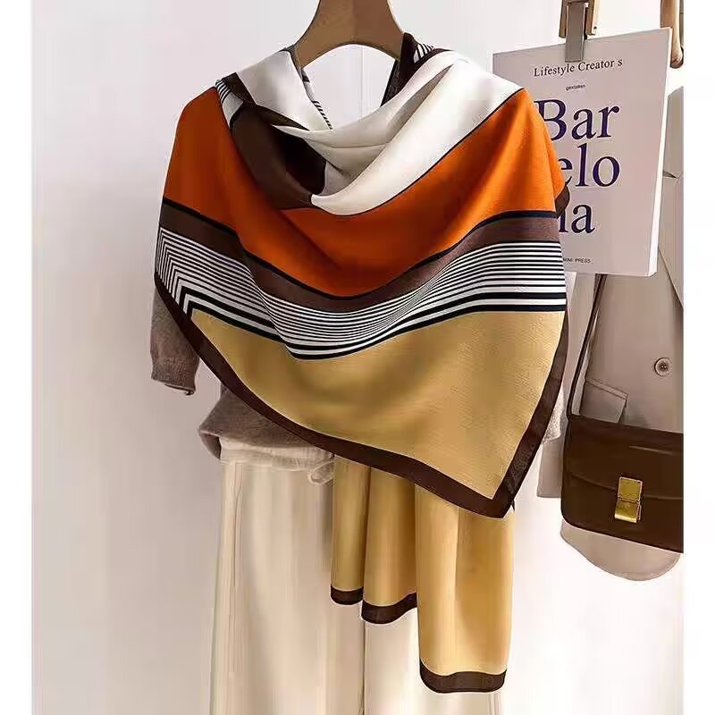 Cotton And Linen Scarf Thin And Silky Shawl Travel Sun-proof Beach Towel For Women
