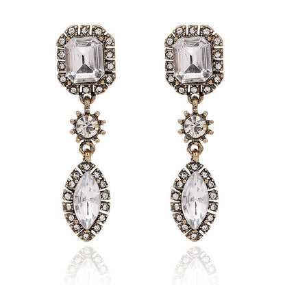 Luxury Alloy Inlaid Gemstone Earrings Women
