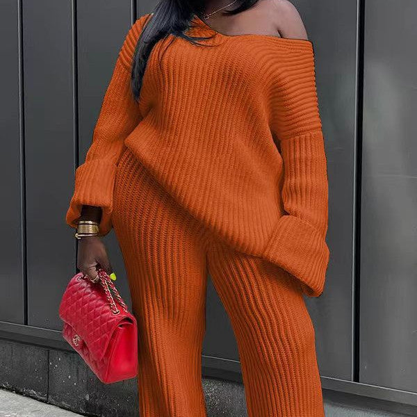 Casual Solid Color Loose Knitting Suit
