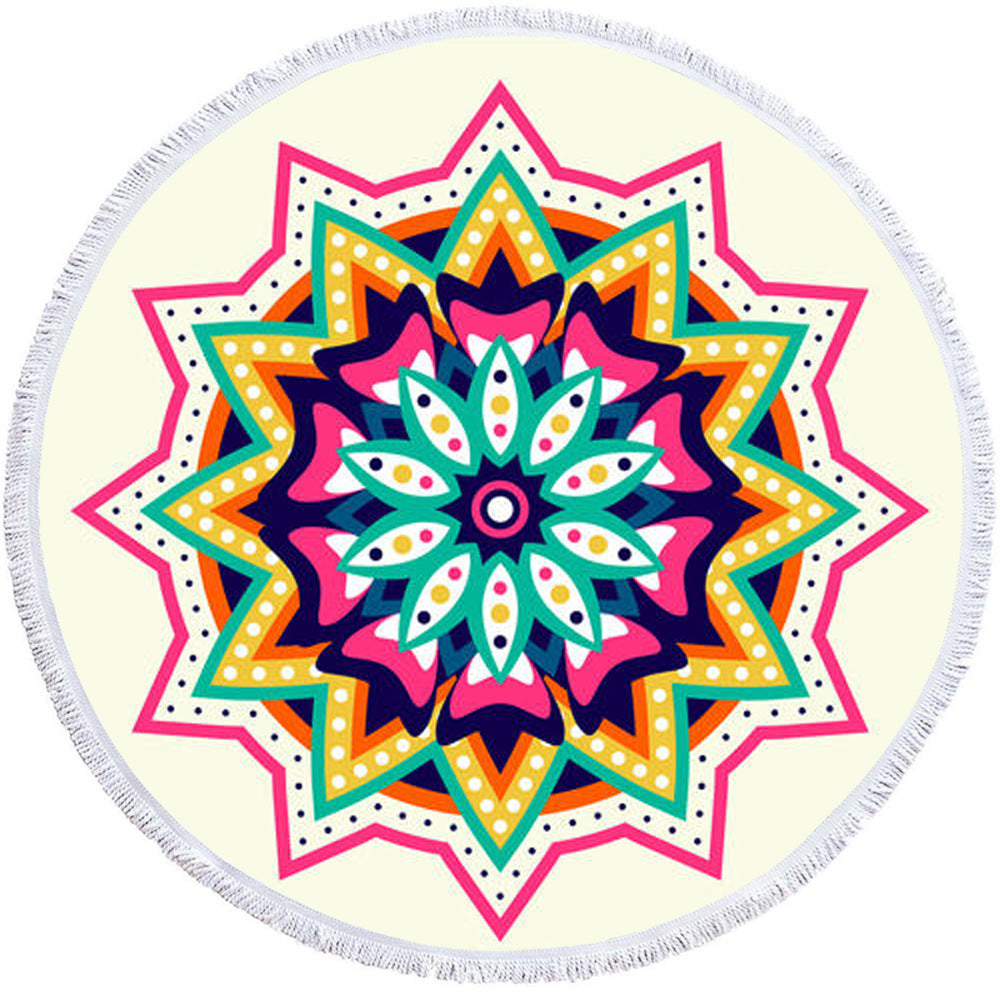 Microfiber 3D Printed Round Beach Towel