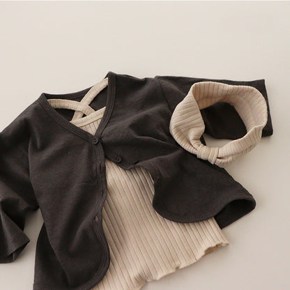 Children's Ribbed Suspenders Pajamas Suit