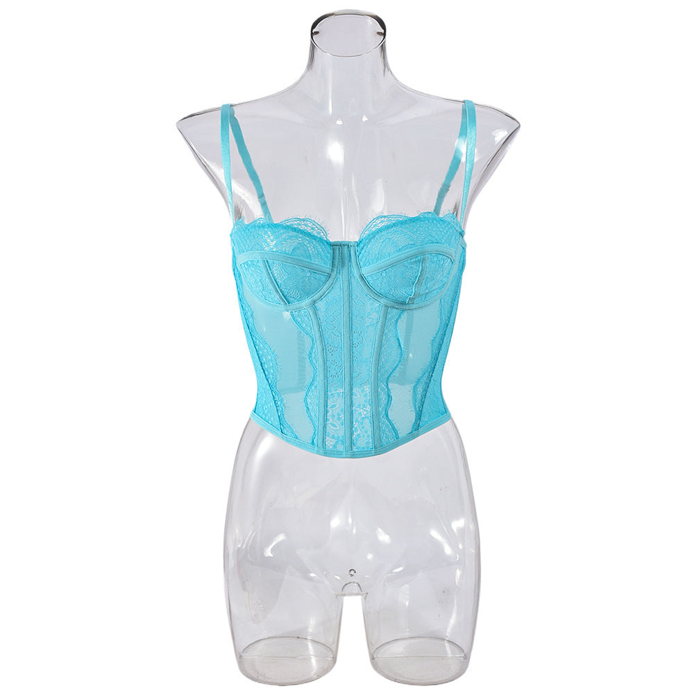 Lace Plastic Bones Body Shaping Tube Top Hollow Backless Camisole