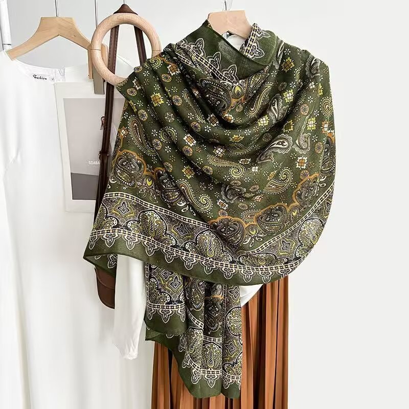 Cotton And Linen Scarf Thin And Silky Shawl Travel Sun-proof Beach Towel For Women