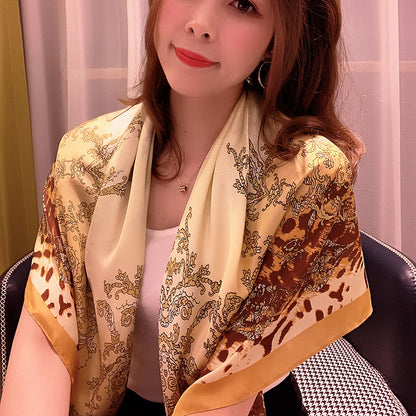 All-match Satin Square Women's Silk Scarf Shawl Beach Towel