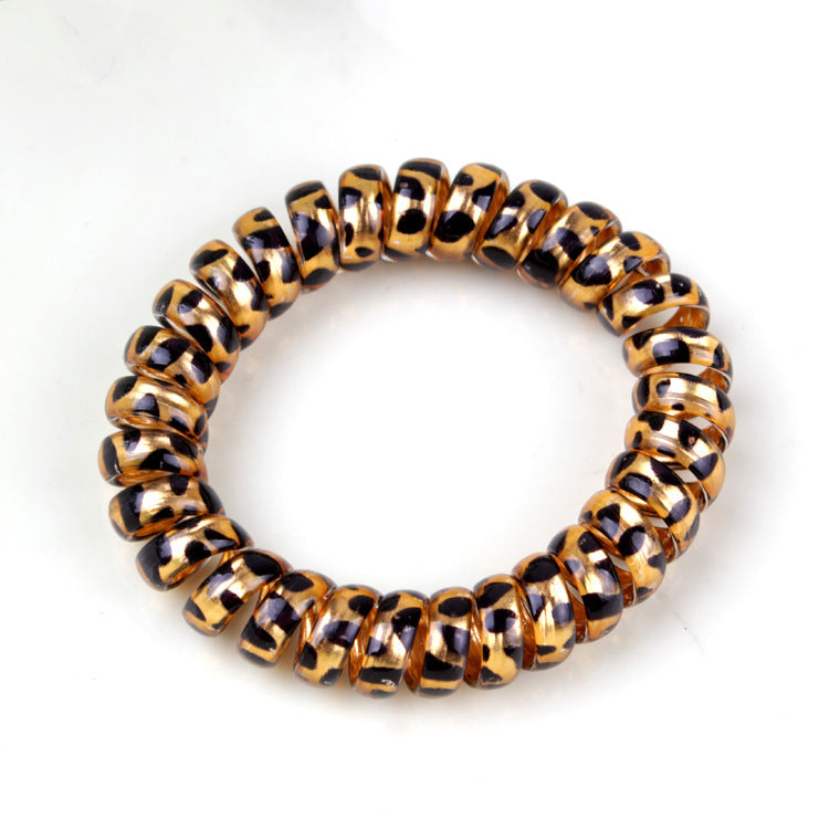 Plastic Leopard Print Phone Line Hair Ring Hair Rope