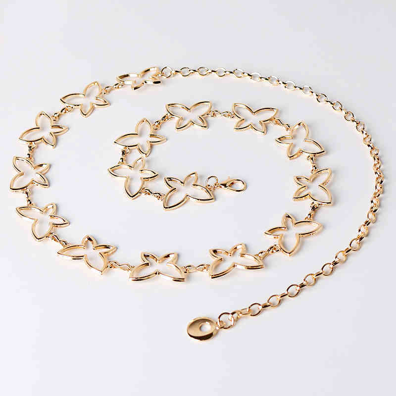 Fashionable All-match Plus Size Lengthened Metal Butterfly Waist Chain