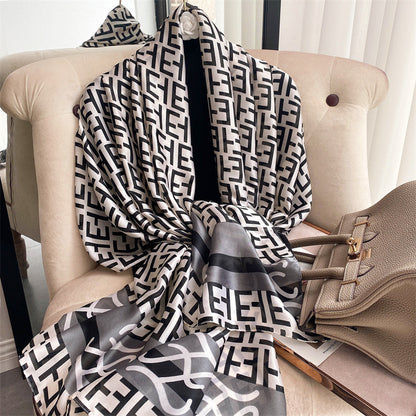 New Silk Satin Thin Shawl Tide Brand Beach Towel