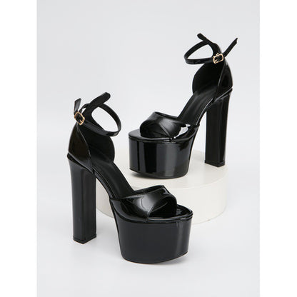 Women's Waterproof Platform Super High Heel Word Buckle High Heels