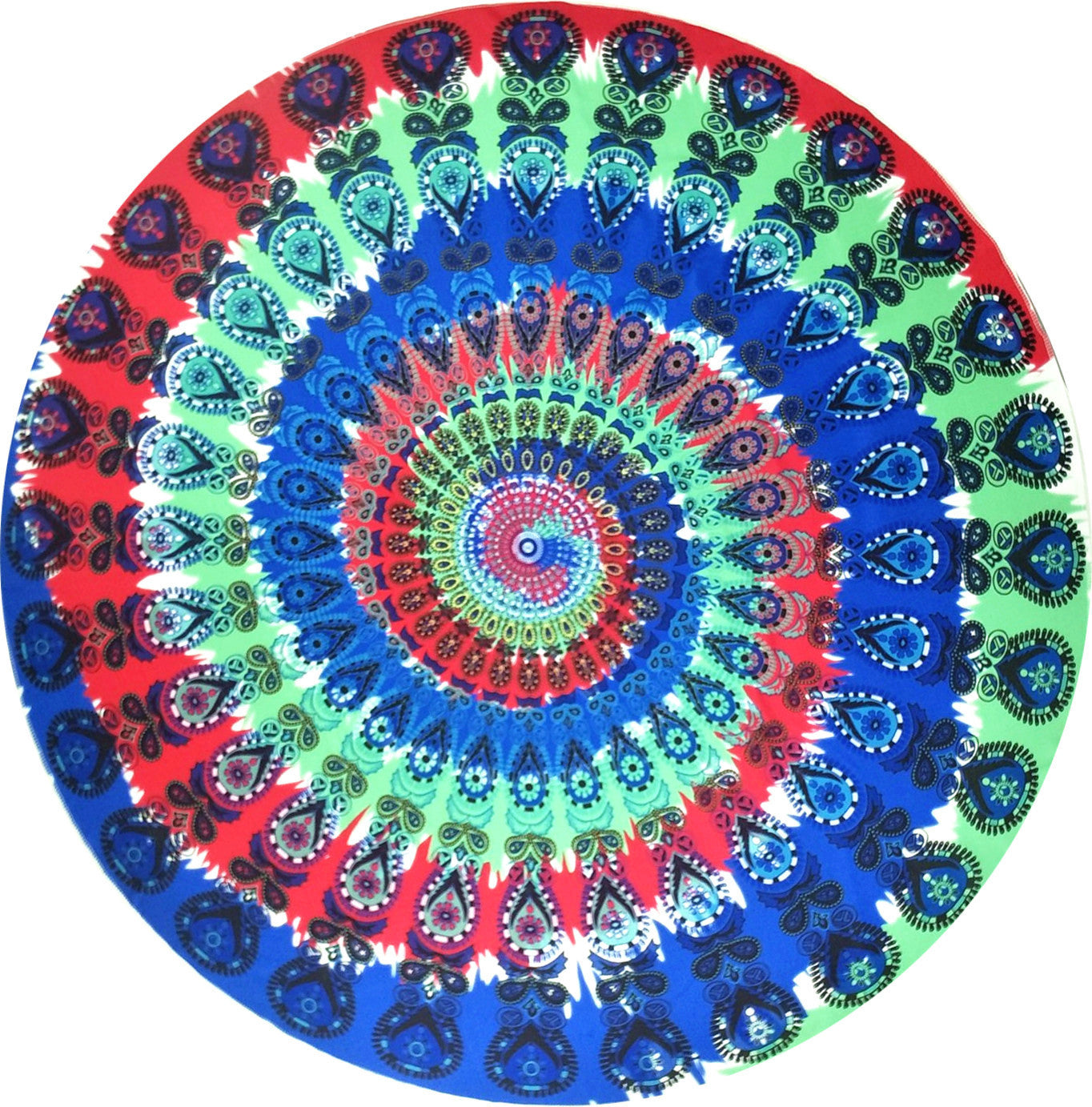 Shawl Print Mat Round Peacock Beach Towel