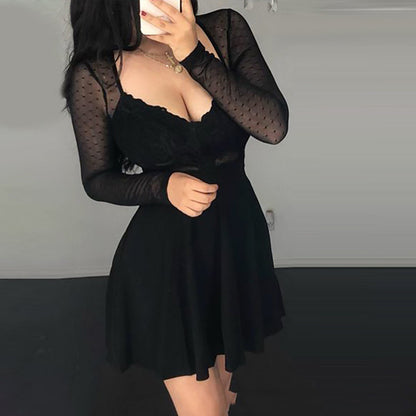 Ladies Fashion Black Lace Dress All Matching