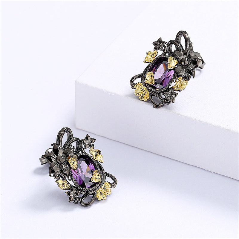 Retro Light Luxury Amethyst Earrings Women