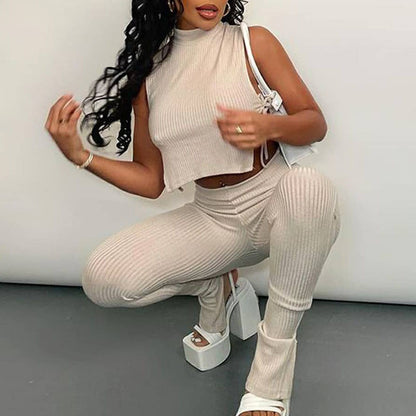 Sleeveless Vest Suit Women Foreign Trade Sports Trousers