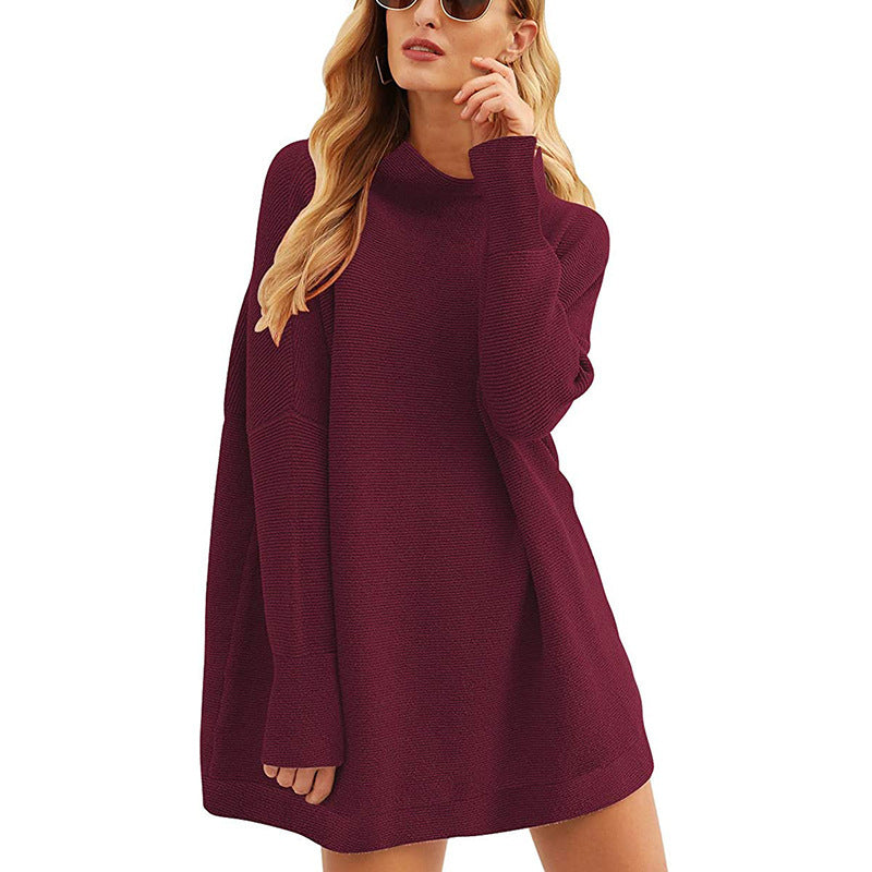 Tops Pullovers High Neck Loose Knit Sweater Women