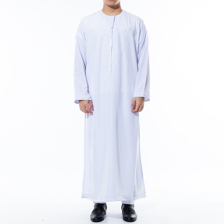 Middle East Oman Robe Men's Polyester Round Neck Gown