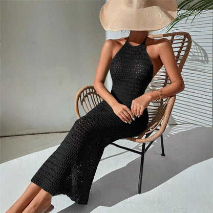 Slim Fit Backless Lace-up Backless Knitted Dress Sweater