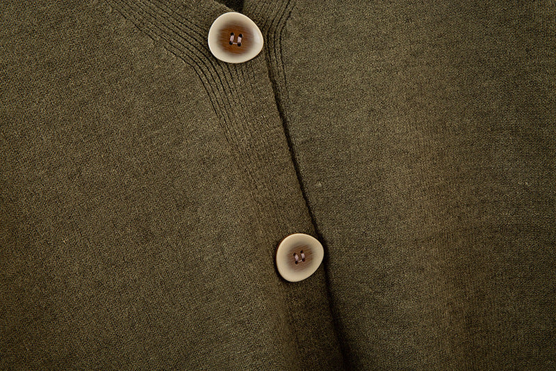 V-neck Cardigan Sweater Wide-leg Pants Suit