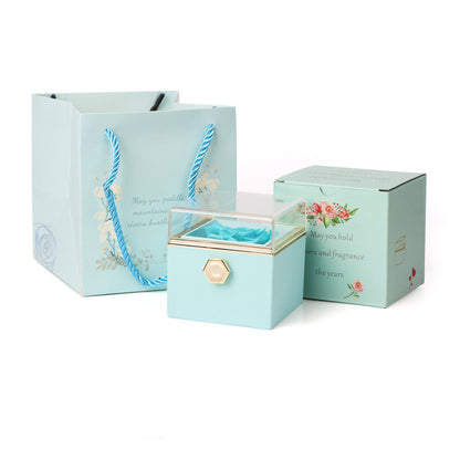 Rotating Soap Rose Jewelry Packing Box Necklace Gift Set