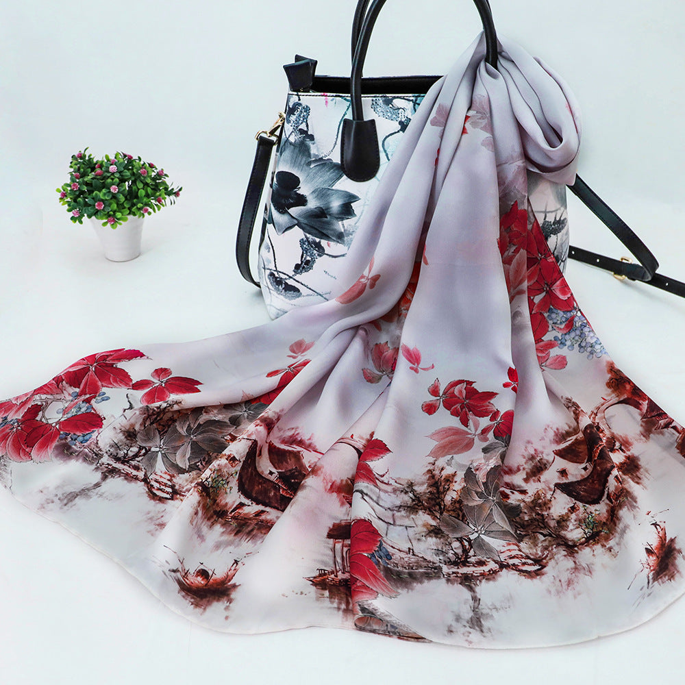 Women's Silk Scarf Shawl Sunscreen Scarf